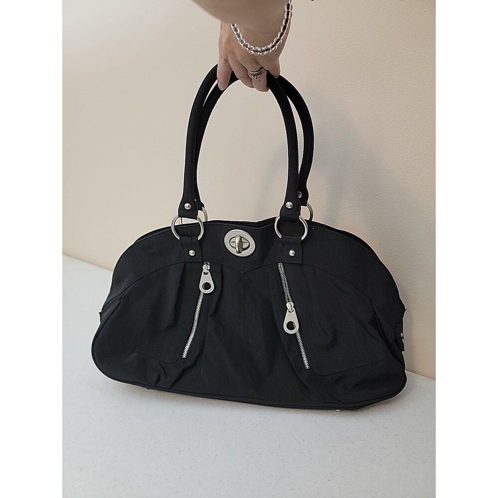 Baggallini Black Shanghai Satchel Nylon Tote Travel Purse Shoulder Large 19x11 - Picture 13 of 14